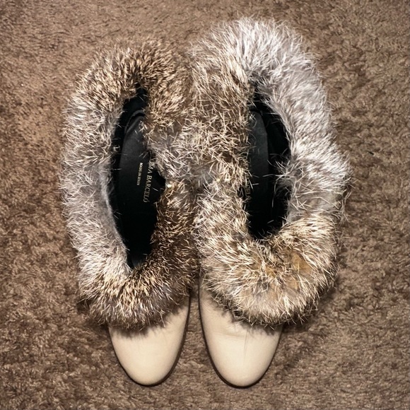 Paloma Barcelo Rabbit Fur Leather Wedge Boots 9 - Picture 10 of 13